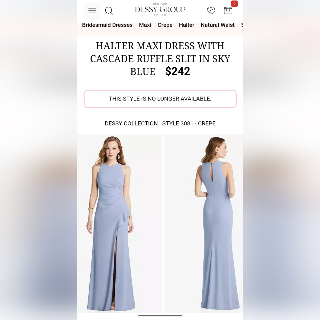 Nwot Halter Maxi Dress With Cascade Ruffle Slit In Larkspur Blue